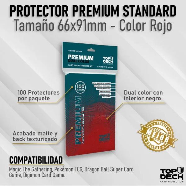 Protectores Estándar Top Deck Premium Dual Color Rojo