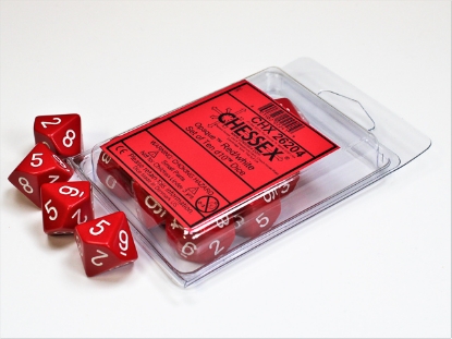 Dados Chessex Opaque Red/white set 10