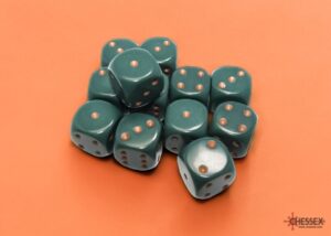 0005894_16mm opaque dusty green_a.jpg_415 Dados Chessex Opaque Dusty Green/copper