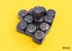 0005903_16mm opaque dark grey_a.jpg_415 Dados Chessex Opaque Dark Grey/copper