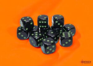 0006682_25658 Opq BlkGreen 16mm_a.jpg_415 Dados Chessex Opaque Black/green